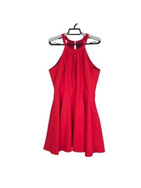 Womens Hesperus Red Halter Neck Sleeveless Fit & Flare Dress Polyester Size M